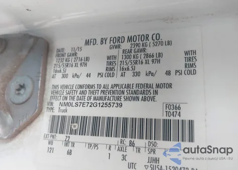 2016 Ford Transit Connect Xl z USA, uszkodzony, nr VIN NM0LS7E72G1255739